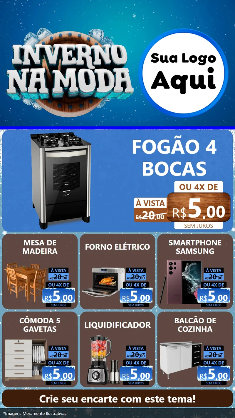 Modelo de Rede Social para Stories com o tema Inverno na Moda para Móveis e Eletro