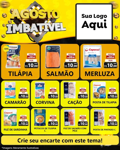 Modelo de Rede Social para Feed Instagram com o tema Agosto Imbatível para Peixaria