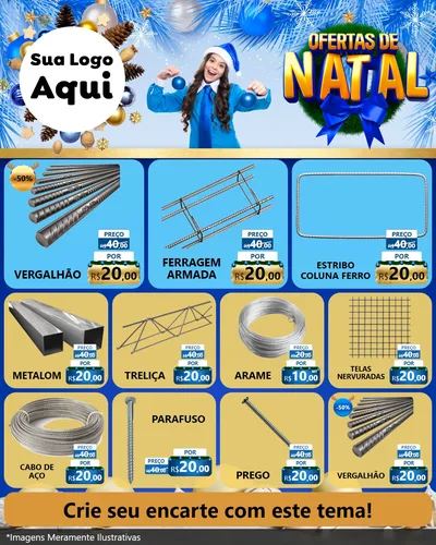 Modelo de Rede Social para Feed Instagram com o tema Ofertas de Natal para Ferragens