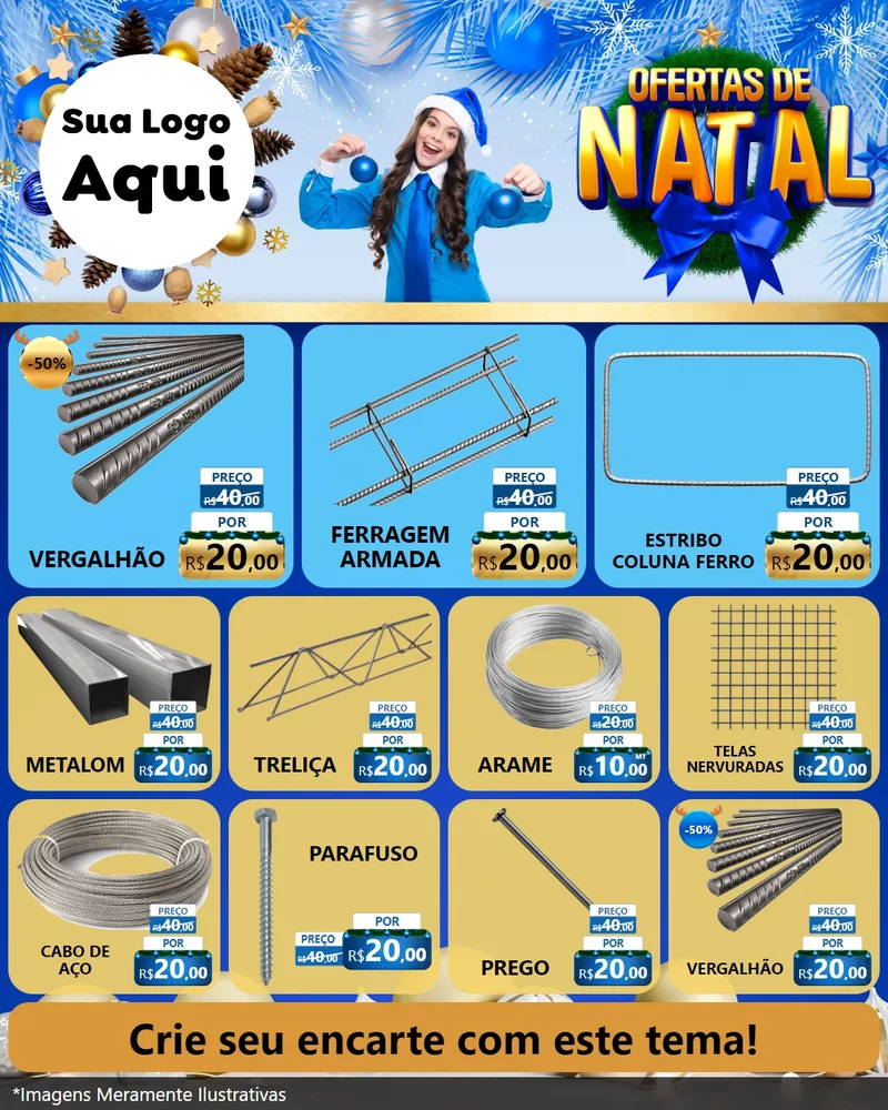 Modelo de Rede Social para Feed Instagram com o tema Ofertas de Natal para Ferragens