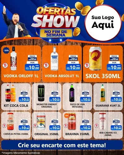 Modelo de Rede Social para Feed Instagram com o tema Ofertas Show No Fim De Semana para Distribuidora de bebidas