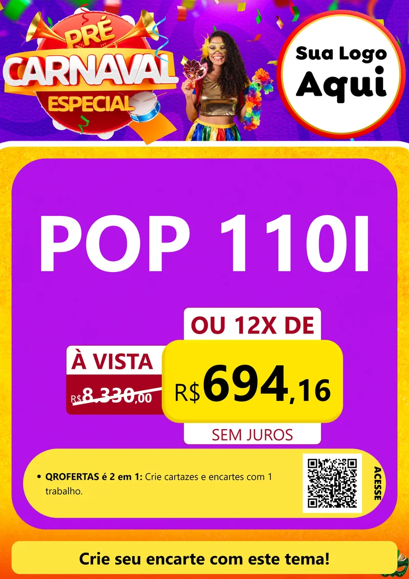 Modelo de Cartaz para Cartaz A4 Vertical com o tema Pré-Carnaval Especial para Concessionaria de Motos