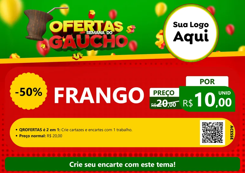 Modelo de Cartaz para Cartaz A4 Horizontal com o tema Ofertas Semana Do Gaúcho para Assados