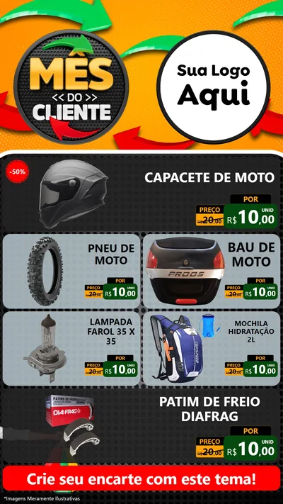 Modelo de TV para TV Vertical com o tema Mês do Cliente para Moto peças