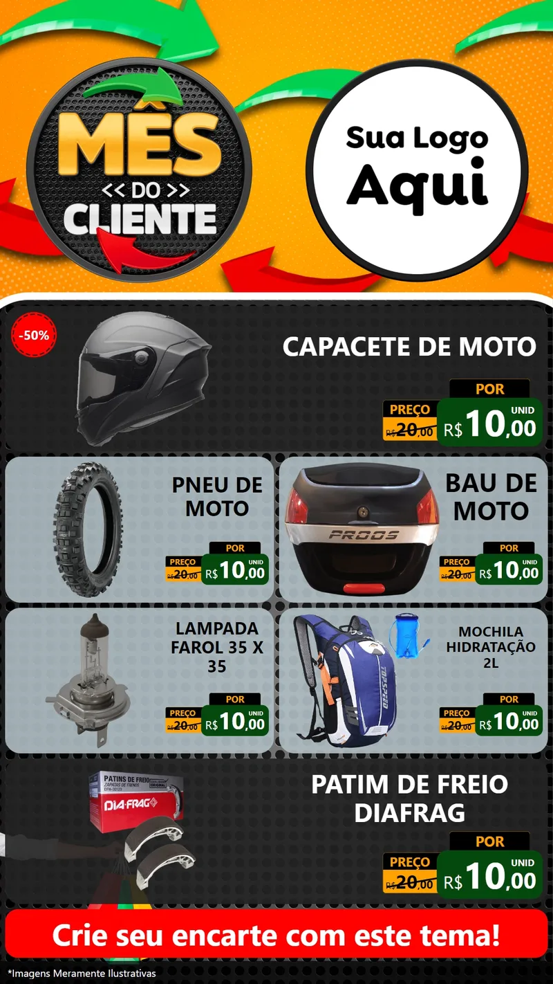 Modelo de TV para TV Vertical com o tema Mês do Cliente para Moto peças