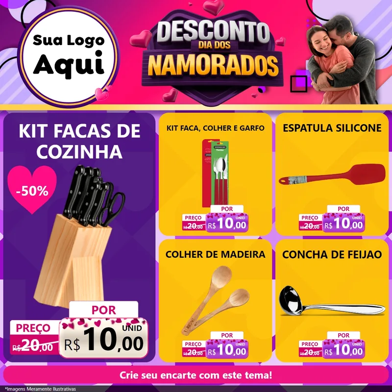 Modelo de Rede Social para Feed Facebook com o tema Desconto Dia dos Namorados para Utilidades Domésticas