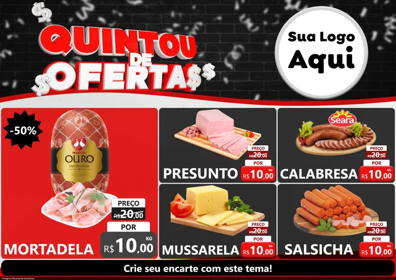 Modelo de Encarte para Encarte A4 Horizontal com o tema Quintou de Ofertas para Frios e Laticínios