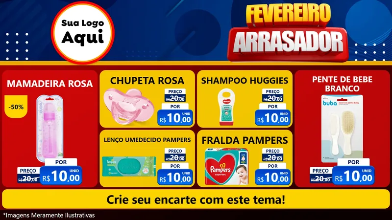 Modelo de TV para TV Horizontal com o tema Fevereiro Arrasador para Bebês