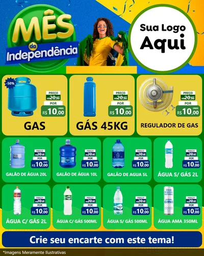 Modelo de Rede Social para Feed Instagram com o tema Mês da Independência para Água e gás