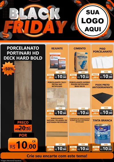 Modelo de Encarte para Encarte A4 Vertical com o tema Black Friday para Pisos e revestimentos