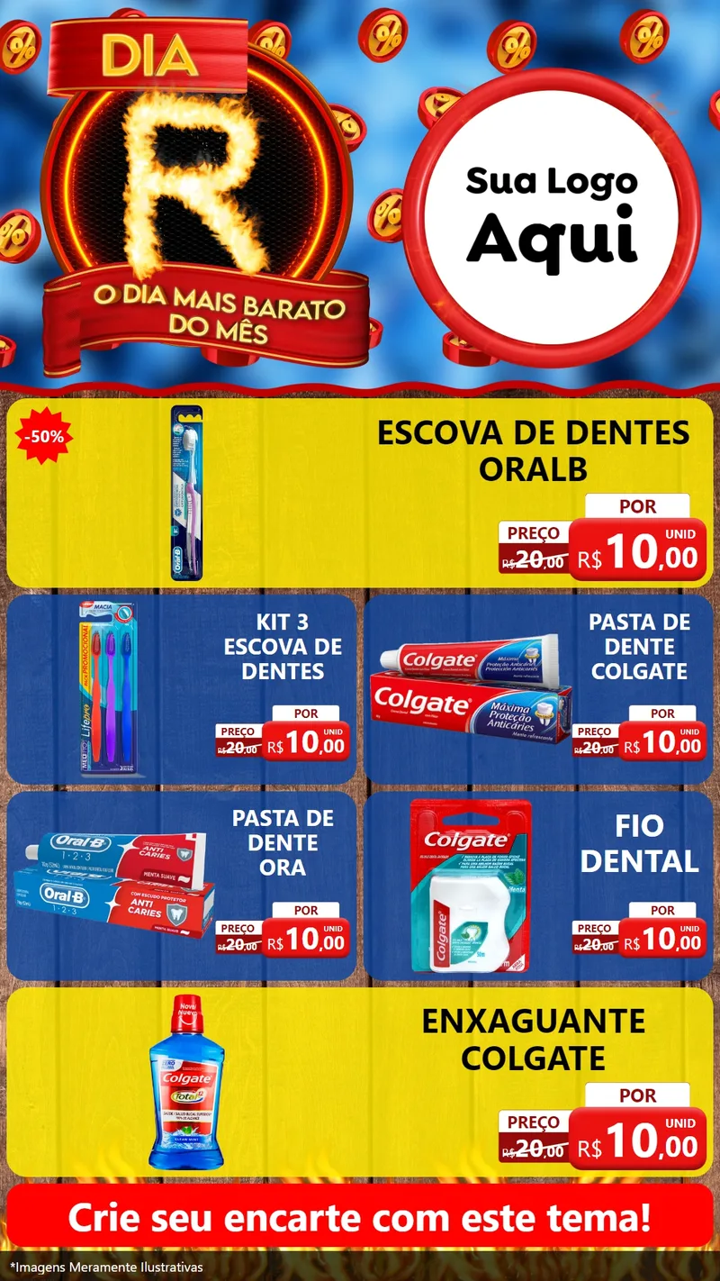 Modelo de TV para TV Vertical com o tema Dia R - O Dia Mais Barato Do Mês para Higiene Pessoal