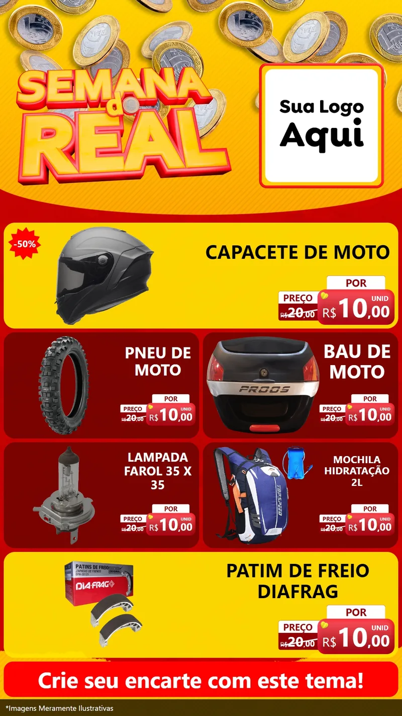 Modelo de TV para TV Vertical com o tema Semana do Real para Moto peças