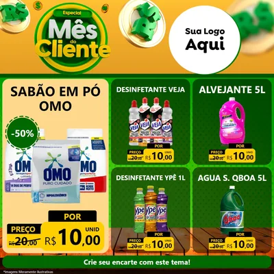 Modelo de Rede Social para Feed Facebook com o tema Especial Mês do Cliente para Produtos de Limpeza