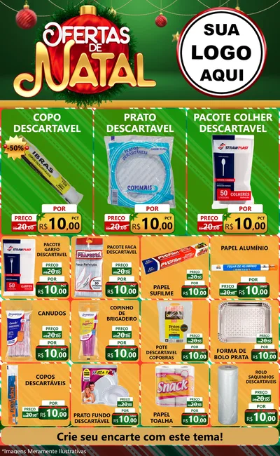 Modelo de Encarte para Encarte Grande com o tema Ofertas de Natal para Embalagens