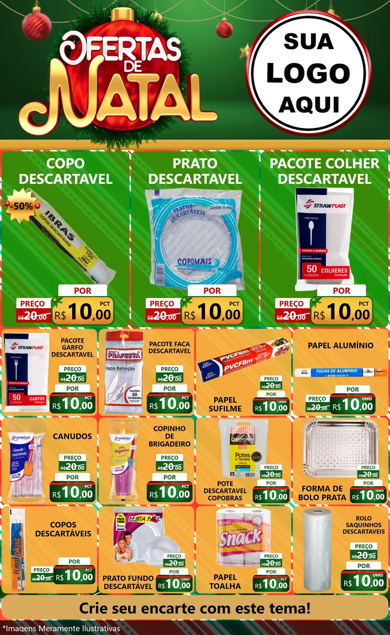 Modelo de Encarte para Encarte Grande com o tema Ofertas de Natal para Embalagens