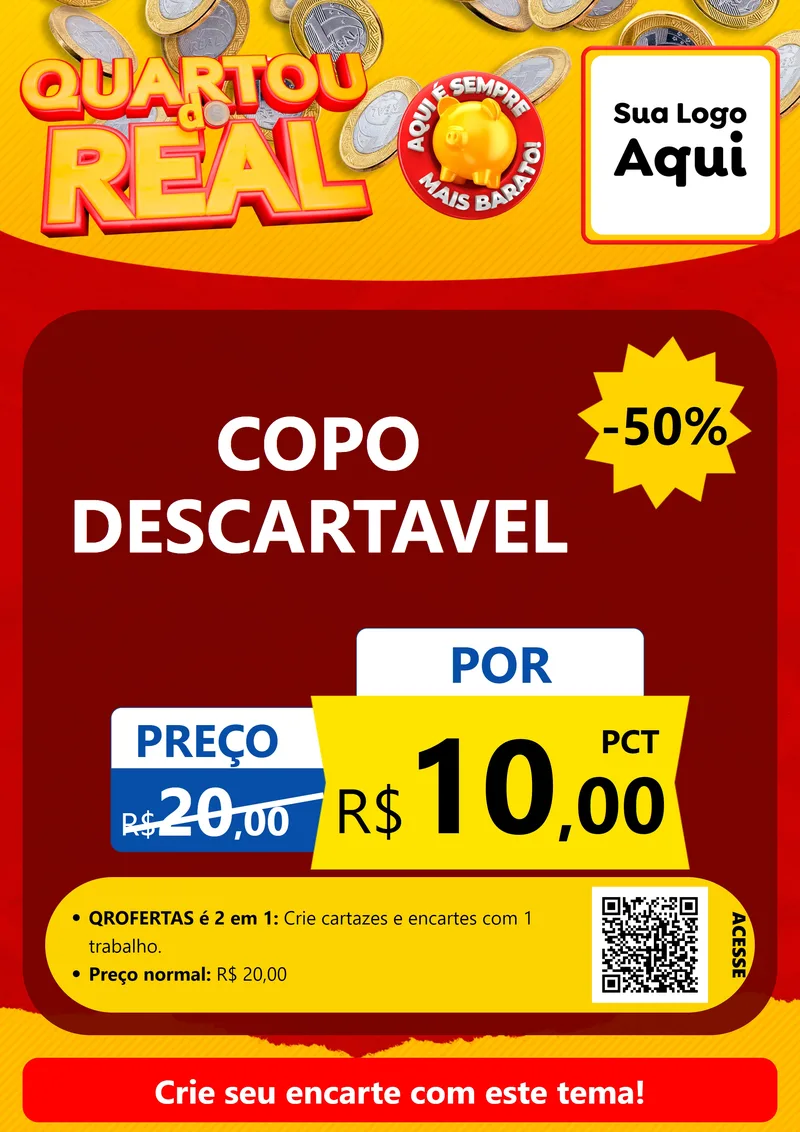 Modelo de Cartaz para Cartaz A4 Vertical com o tema Quartou do Real para Embalagens