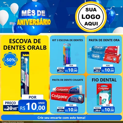 Modelo de Rede Social para Feed Facebook com o tema Mês de Aniversário para Higiene Pessoal