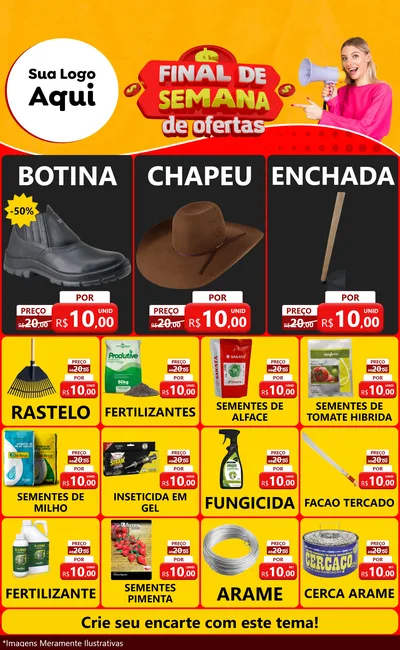 Modelo de Encarte para Encarte Grande com o tema Final de Semana de Ofertas para Agropecuária