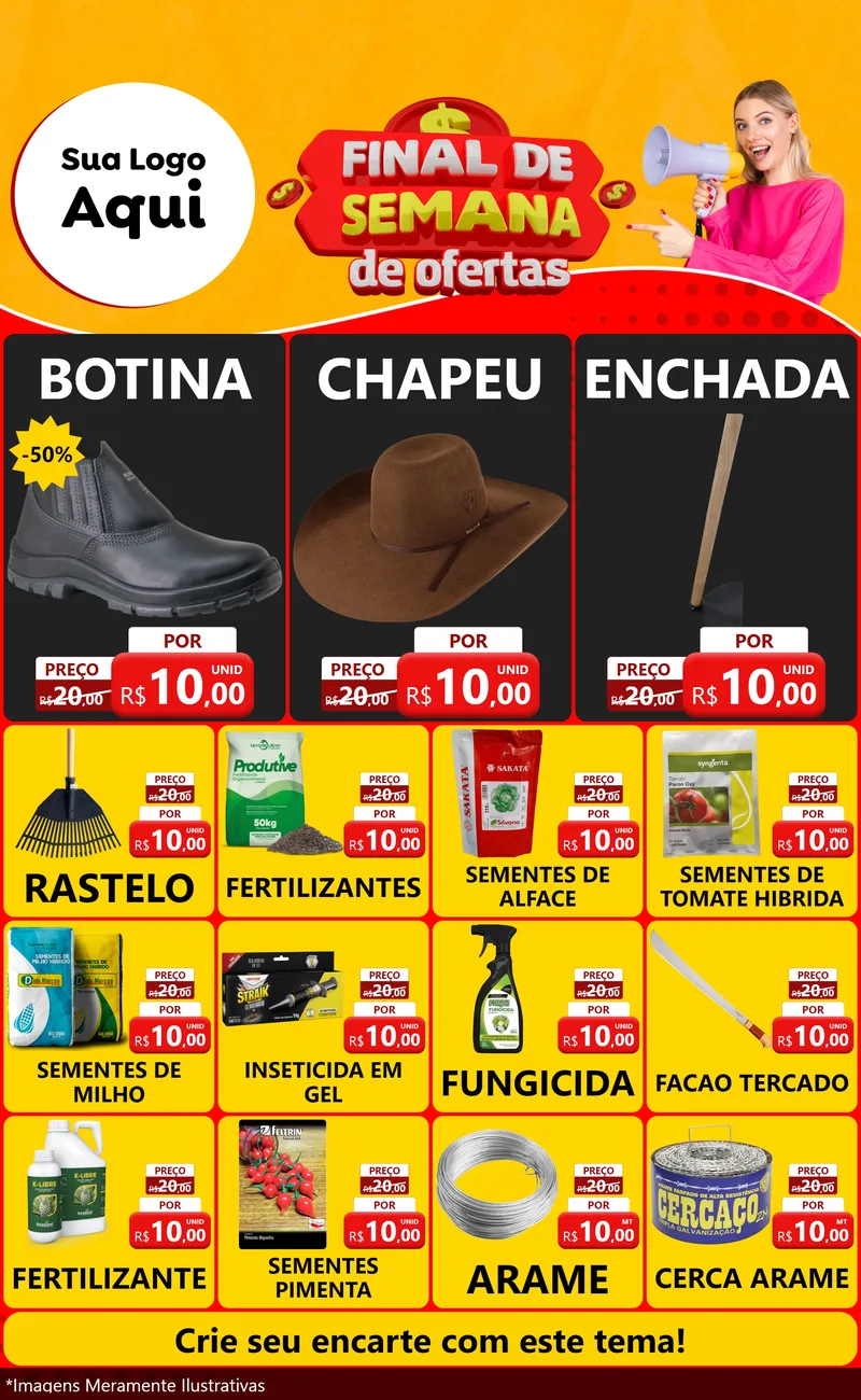 Modelo de Encarte para Encarte Grande com o tema Final de Semana de Ofertas para Agropecuária