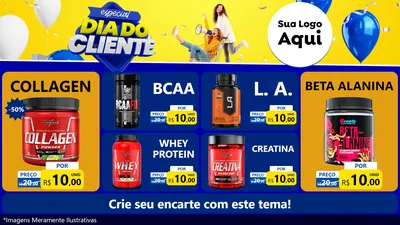 Modelo de TV para TV Horizontal com o tema Especial Dia do Cliente para Suplementos alimentares
