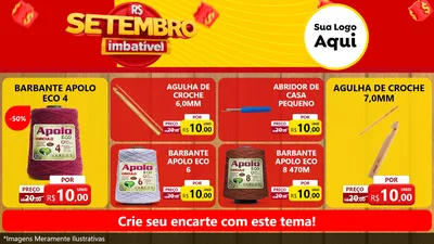Modelo de TV para TV Horizontal com o tema Setembro Imbatível para Armarinho e Aviamentos