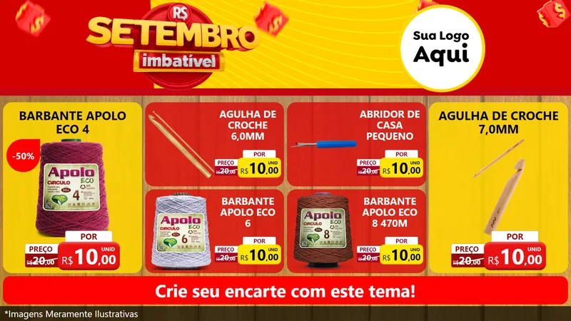 Modelo de TV para TV Horizontal com o tema Setembro Imbatível para Armarinho e Aviamentos