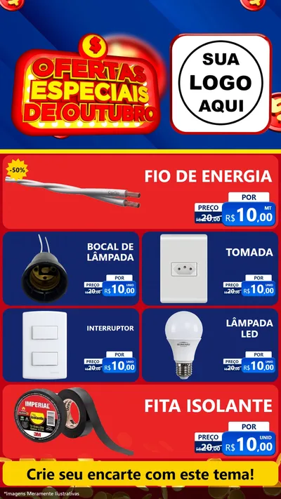 Modelo de TV para TV Vertical com o tema Ofertas Especiais de Outubro para Materiais Elétricos