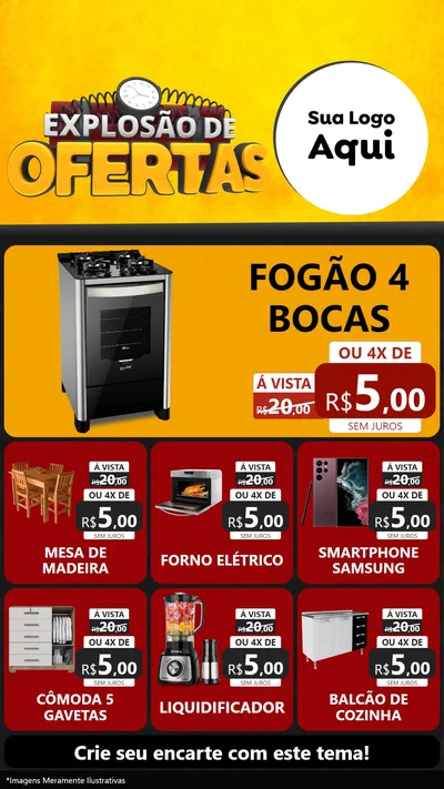 Modelo de Rede Social para Stories com o tema Explosão de Ofertas para Móveis e Eletro