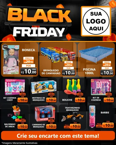 Modelo de Rede Social para Feed Instagram com o tema Black Friday para Brinquedos