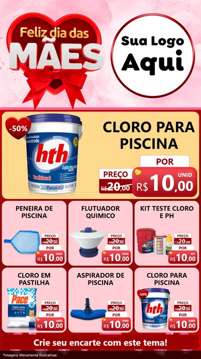 Modelo de Rede Social para Stories com o tema Feliz Dia Das Mães para Produtos para Piscina