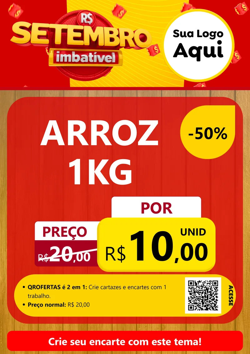 Modelo de Cartaz para Cartaz A4 Vertical com o tema Setembro Imbatível para Supermercado