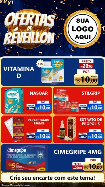 Modelo de TV para TV Vertical com o tema Ofertas de Réveillon para Farmácia