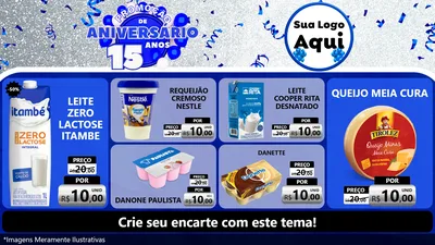 Modelo de TV para TV Horizontal com o tema Promoção de Aniversário - 15 Anos para Frios e Laticínios