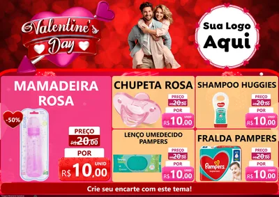 Modelo de Encarte para Encarte A4 Horizontal com o tema Valentine's Day para Bebês