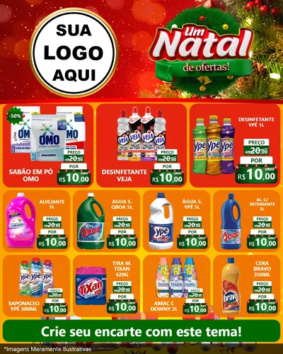 Modelo de Rede Social para Feed Instagram com o tema Um Natal de Ofertas para Produtos de Limpeza