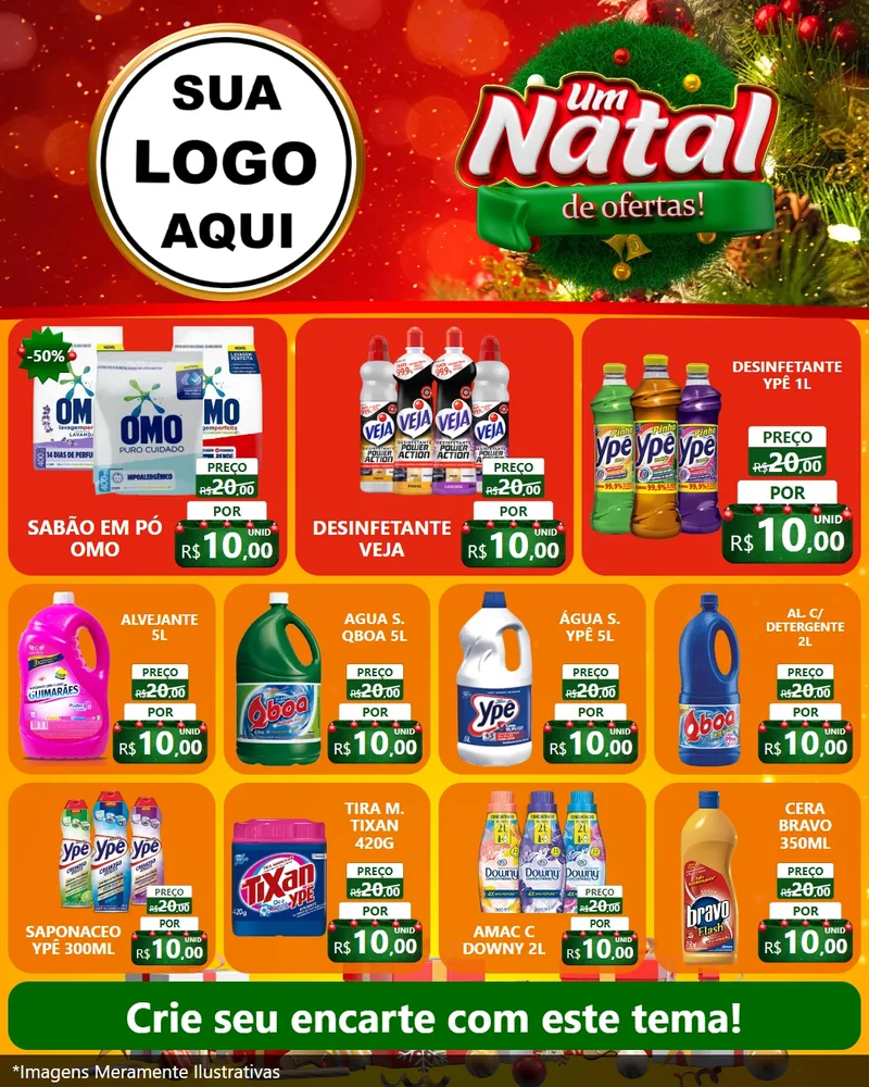 Modelo de Rede Social para Feed Instagram com o tema Um Natal de Ofertas para Produtos de Limpeza