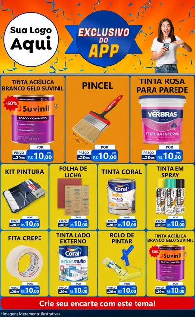 Modelo de Encarte para Encarte Grande com o tema Exclusivo do Aplicativo para Tintas e Ferramentas