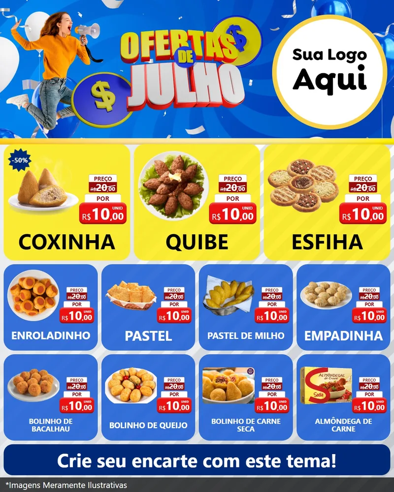 Modelo de Rede Social para Feed Instagram com o tema Ofertas de Julho para Salgadaria