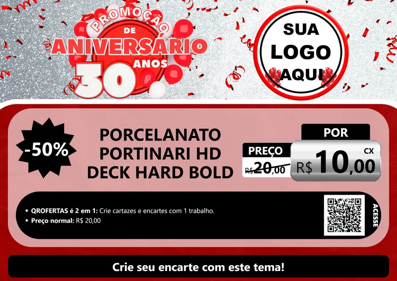 Modelo de Cartaz para Cartaz A4 Horizontal com o tema Promoção de Aniversário - 30 Anos para Pisos e revestimentos