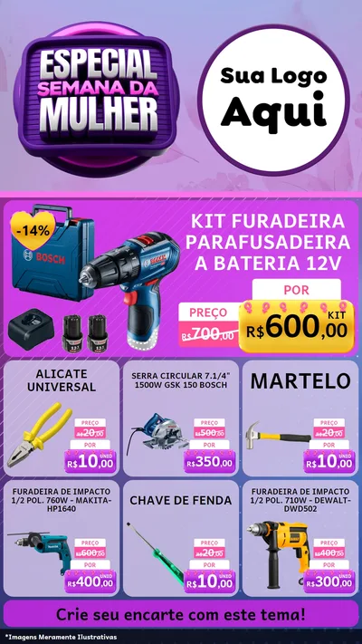 Modelo de Rede Social para Stories com o tema Especial Semana da Mulher para Maquinas e Ferramentas