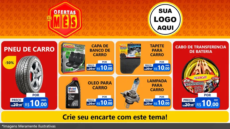 Modelo de TV para TV Horizontal com o tema Ofertas do Mês para Auto peças