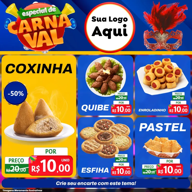 Modelo de Rede Social para Feed Facebook com o tema Especial de Carnaval para Salgadaria