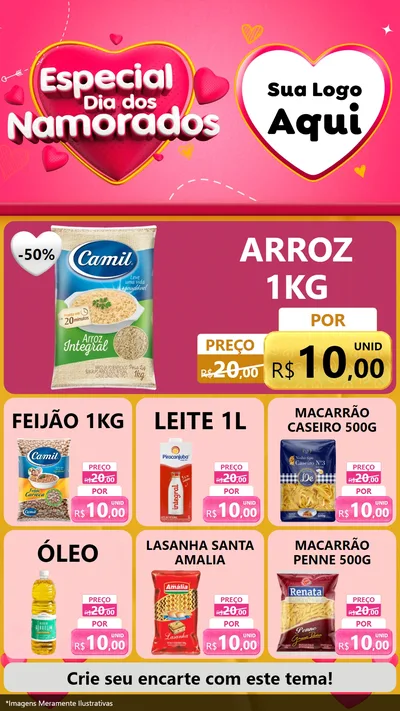 Modelo de Rede Social para Stories com o tema Especial Dia dos Namorados para Supermercado