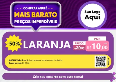 Modelo de Cartaz para Cartaz A4 Horizontal com o tema Mais Barato para Hortifrúti