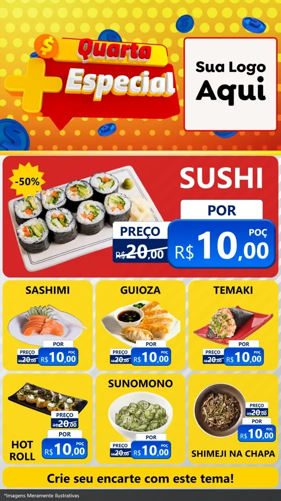 Modelo de Rede Social para Stories com o tema Quarta Mais Especial para Comida japonesa