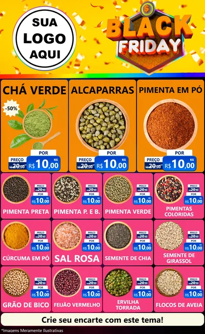 Modelo de Encarte para Encarte Grande com o tema Black Friday para Produtos Naturais