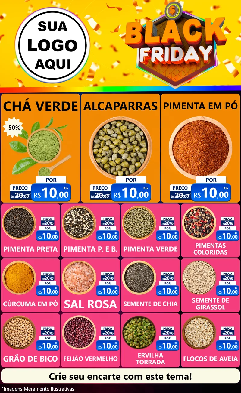 Modelo de Encarte para Encarte Grande com o tema Black Friday para Produtos Naturais