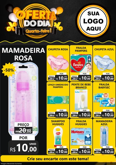 Modelo de Encarte para Encarte A4 Vertical com o tema Oferta do Dia - Quarta Feira! para Bebês