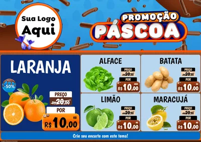 Modelo de Encarte para Encarte A4 Horizontal com o tema Promoção Páscoa para Hortifrúti