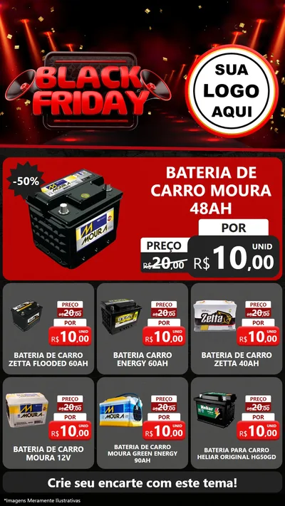 Modelo de Rede Social para Stories com o tema Black Friday para Baterias Elétricas
